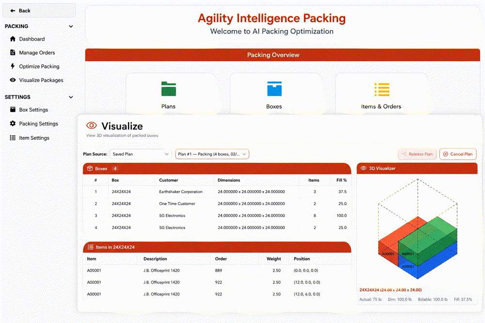 AI Packing interface